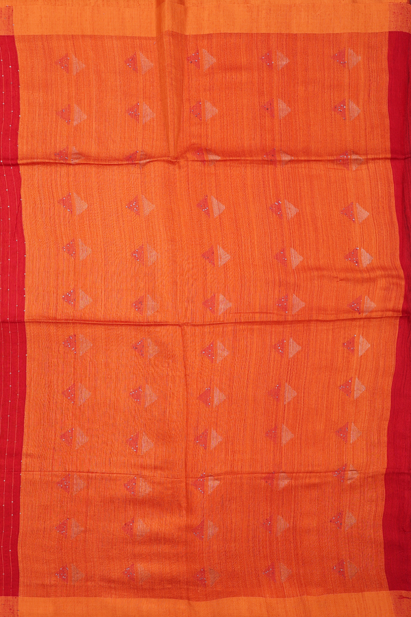 Bailu Silk Saree In Scarlet Red With Chamki Work