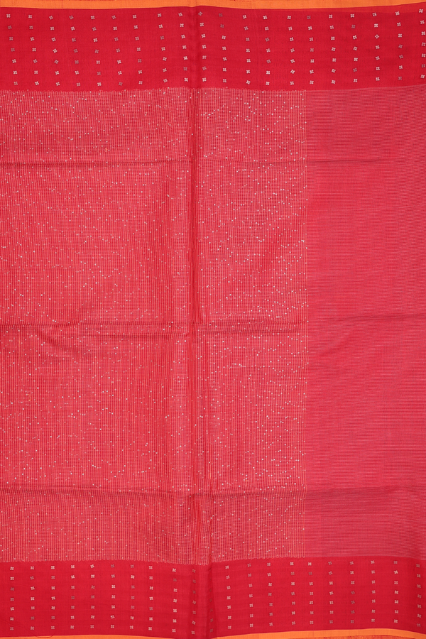 Bailu Silk Saree In Scarlet Red With Stripes Design