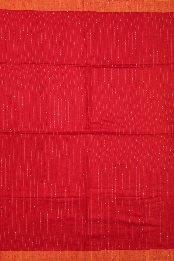 Bailu Silk Saree In Scarlet Red With Chamki Work
