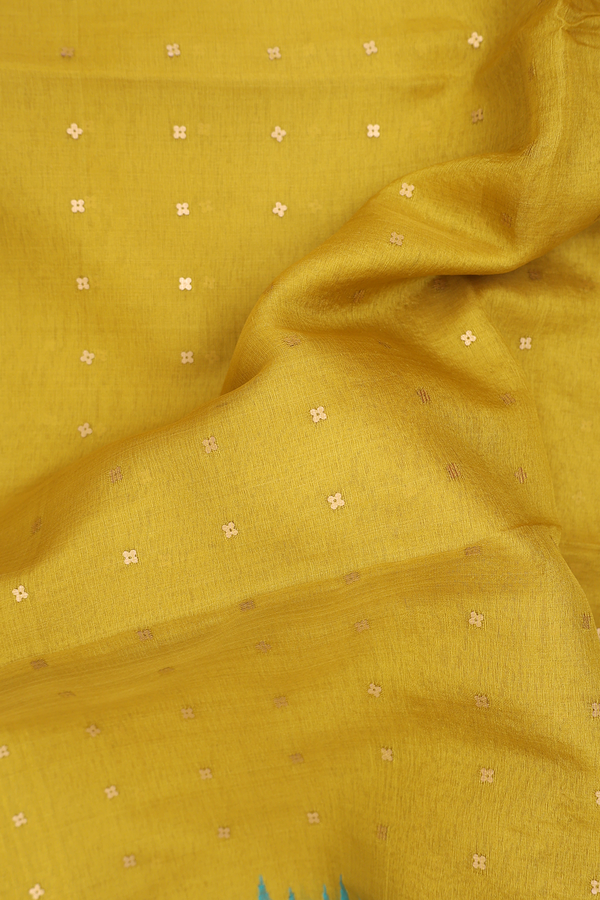 Bailu Silk Saree In Sunflower Yellow With Chamki Work