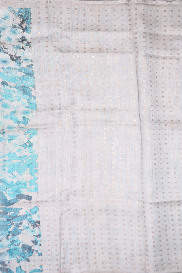 Bailu Silk Saree In White And Green With Printed Design