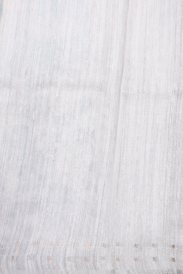 Bailu Silk Saree In White And Green With Printed Design