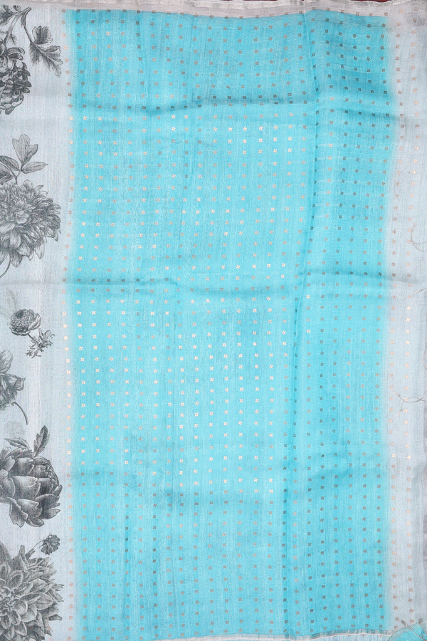 Bailu Silk Saree In White Floral Printed Design