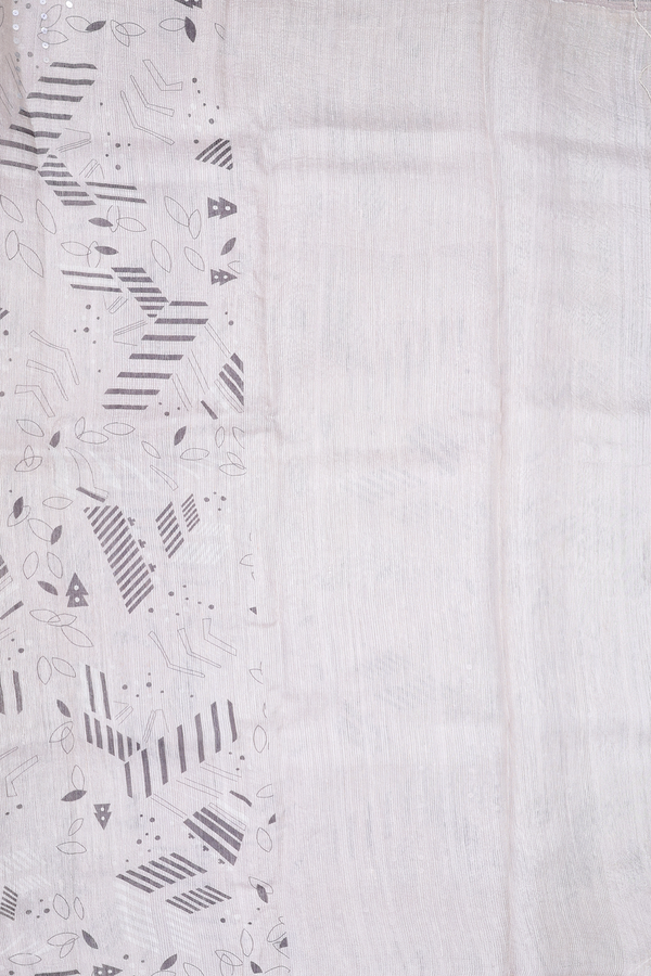 Bailu Silk Saree In White With Chamki Work