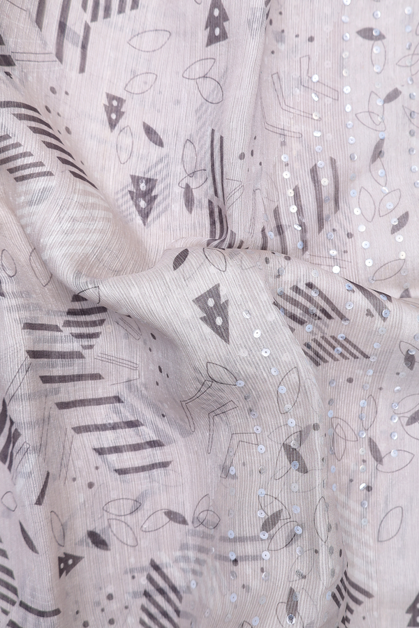 Bailu Silk Saree In White With Chamki Work