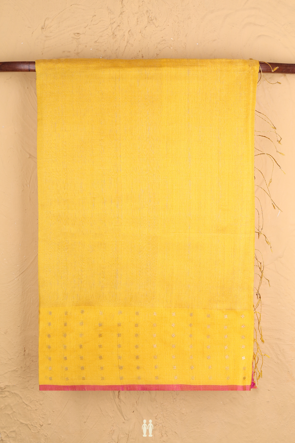Bailu Silk Saree In Yellow With Self Stripes Design