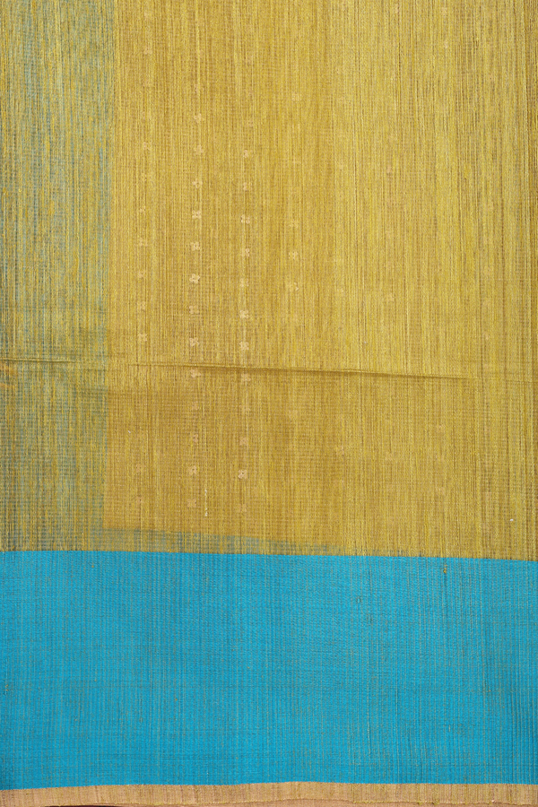 Bailu Silk Saree In Olive Yellow With Self Stripes Design