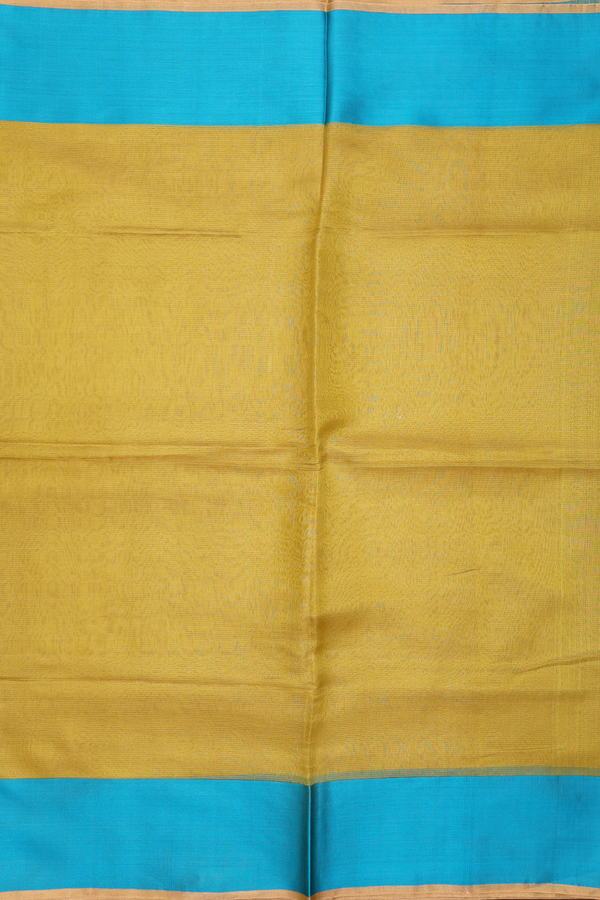 Bailu Silk Saree In Olive Yellow With Self Stripes Design
