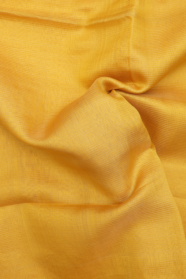 Bailu Silk Saree In Yellow With Self Stripes Design