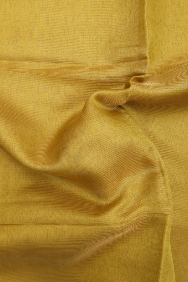 Bailu Silk Saree In Olive Yellow With Self Stripes Design