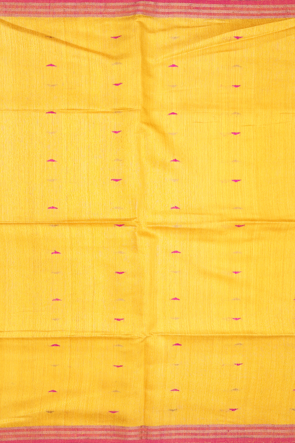 Bailu Silk Saree In Yellow With Threadwork Buttas