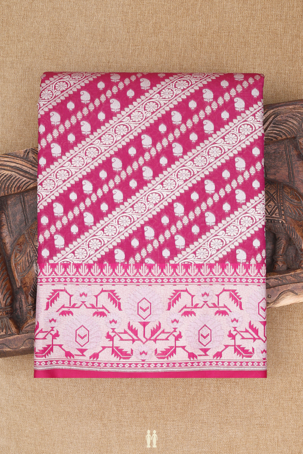 Banarasi Silk Saree In Berry Purple With Diagonal Design
