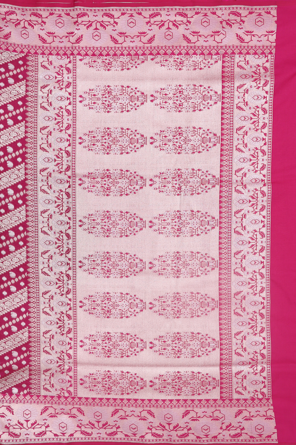 Banarasi Silk Saree In Berry Purple With Diagonal Design