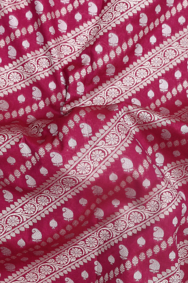 Banarasi Silk Saree In Berry Purple With Diagonal Design