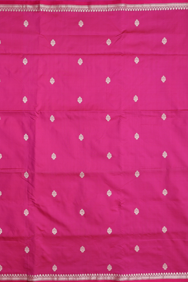 Banarasi Silk Saree In Berry Purple With Floral Buttas