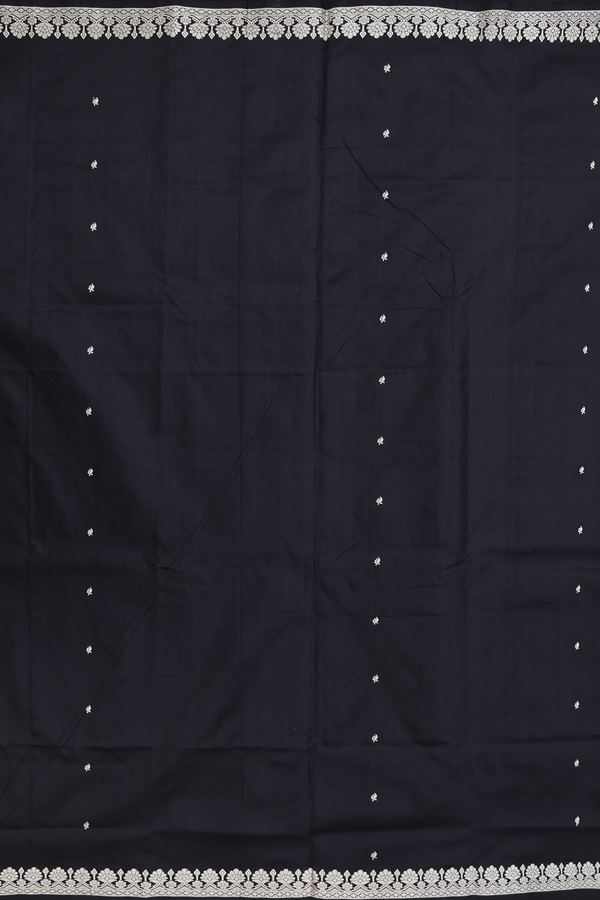 Banarasi Silk Saree In Black With Zari Buttas
