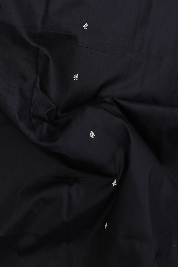 Banarasi Silk Saree In Black With Zari Buttas