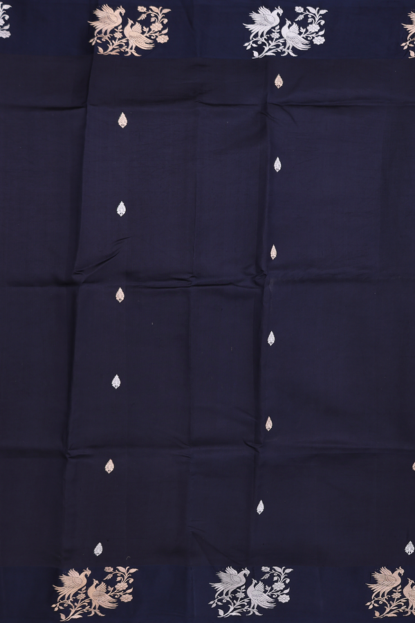 Banarasi Silk Saree In Black With Zari Buttas