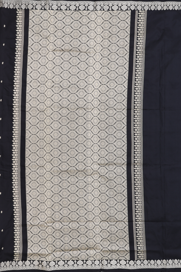 Banarasi Silk Saree In Black With Zari Buttas