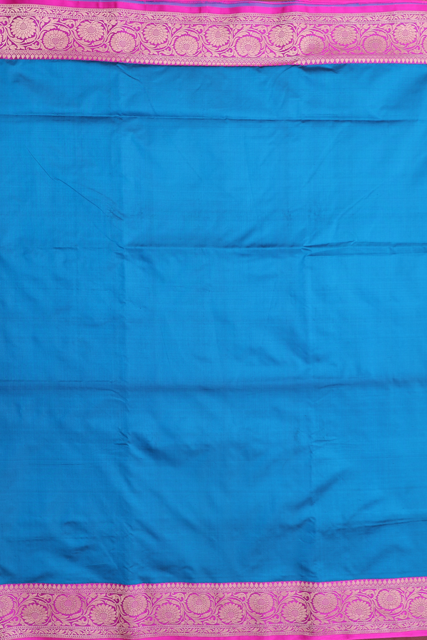 Banarasi Silk Saree In Capri Blue With Contrast Border