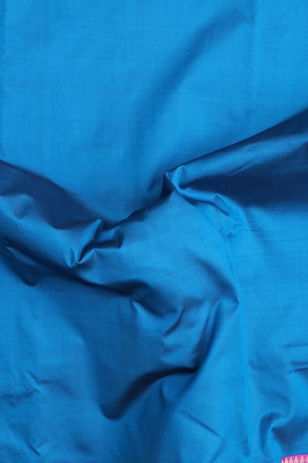Banarasi Silk Saree In Capri Blue With Contrast Border