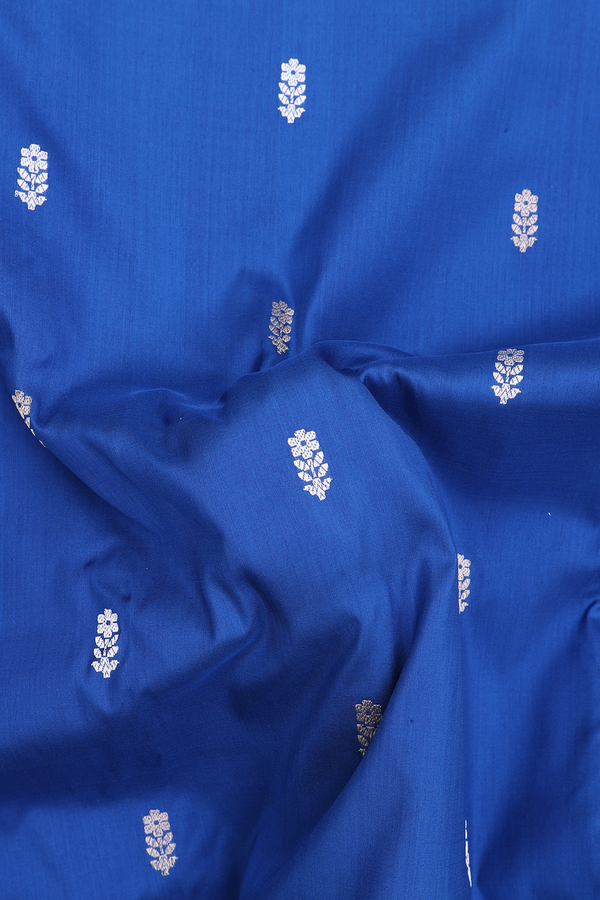Banarasi Silk Saree In Capri Blue With Floral Buttas