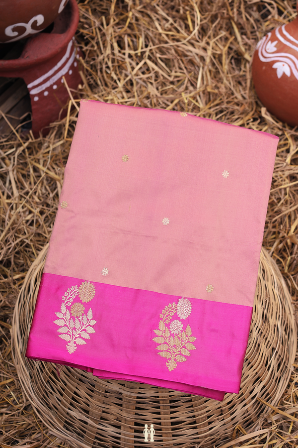 Banarasi Silk Saree In Dual Tone With Floral Buttas