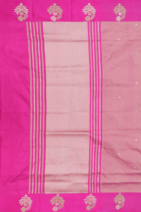 Banarasi Silk Saree In Dual Tone With Floral Buttas
