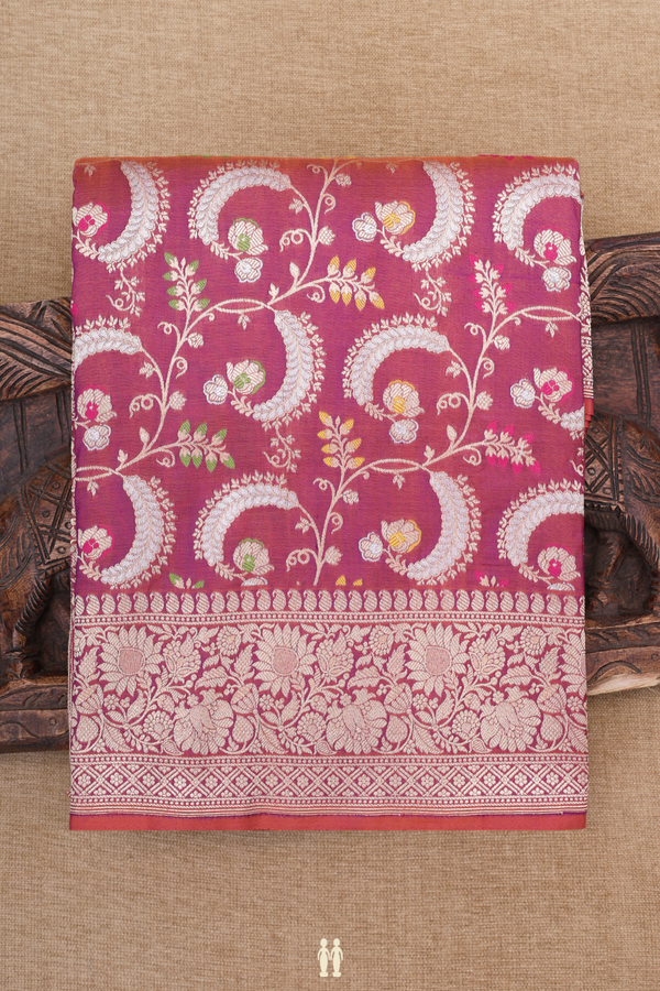 Banarasi Silk Saree In Dual Tone With Floral Design