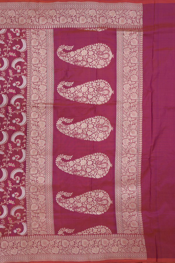 Banarasi Silk Saree In Dual Tone With Floral Design