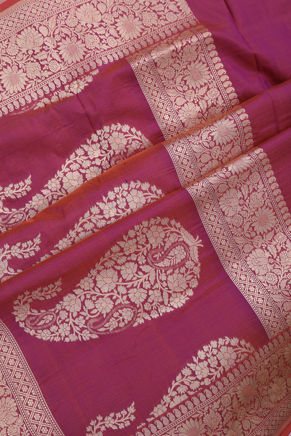 Banarasi Silk Saree In Dual Tone With Floral Design