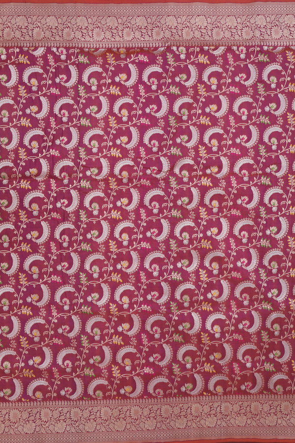 Banarasi Silk Saree In Dual Tone With Floral Design