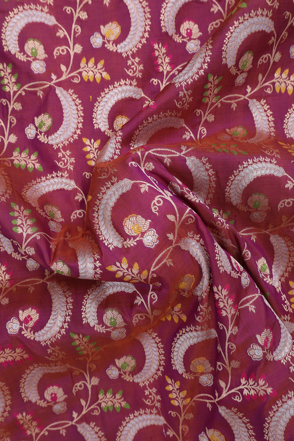 Banarasi Silk Saree In Dual Tone With Floral Design