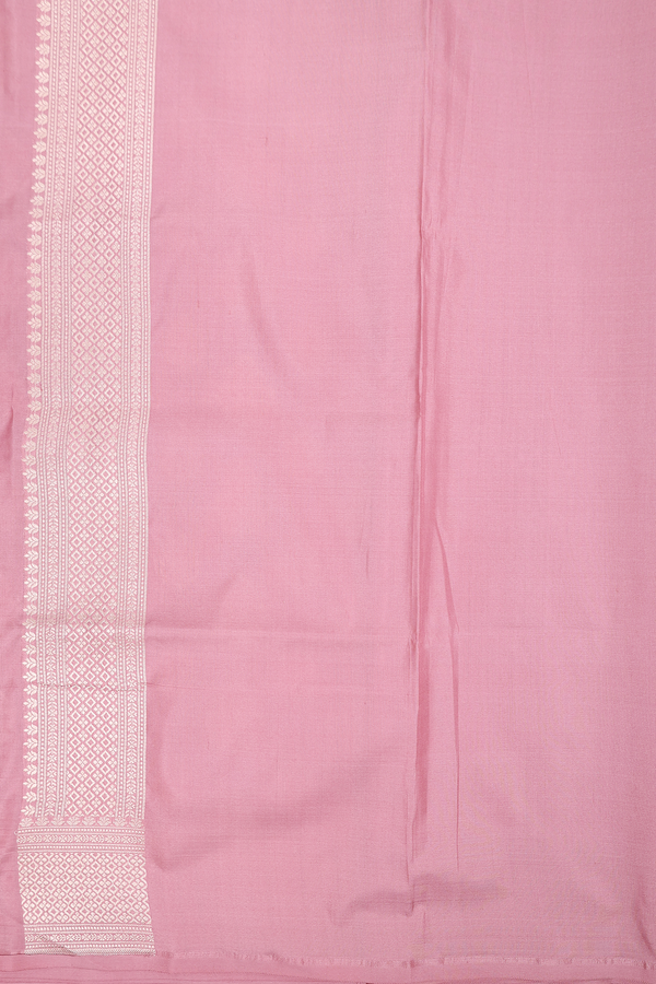 Banarasi Silk Saree In Dusty Rose With Floral Buttas