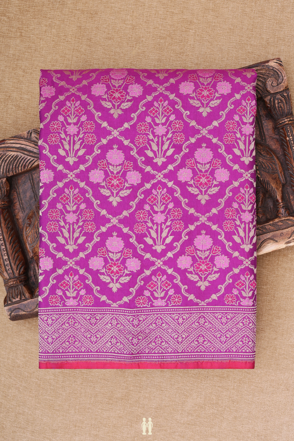 Banarasi Silk Saree In Grape Purple With Diamond Design