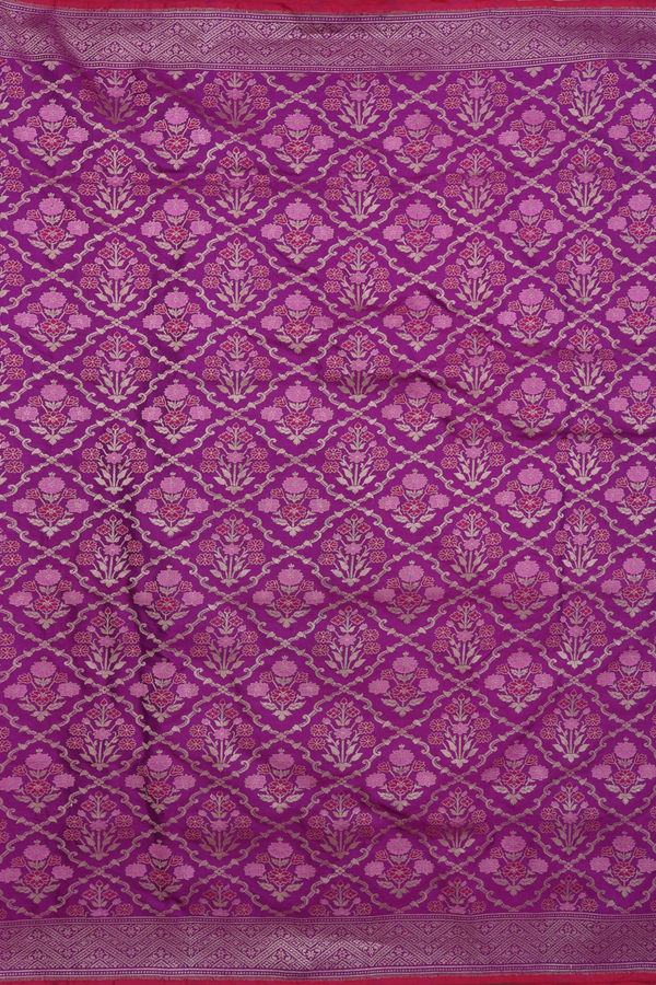 Banarasi Silk Saree In Grape Purple With Diamond Design