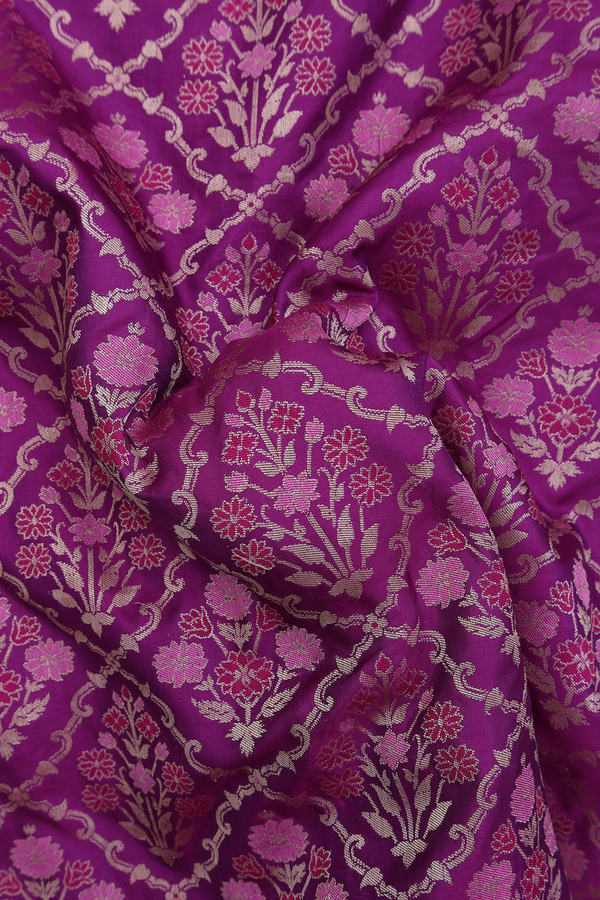 Banarasi Silk Saree In Grape Purple With Diamond Design
