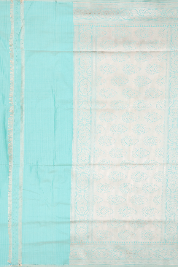 Banarasi Silk Saree In Mint Blue With Floral Design