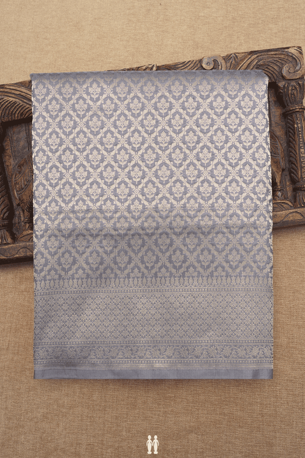 Banarasi Silk Saree In Grey With Brocade Design