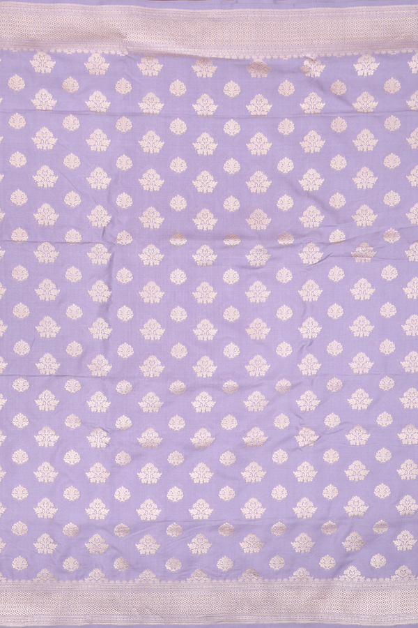Banarasi Silk Saree In Light Purple With Floral Buttas