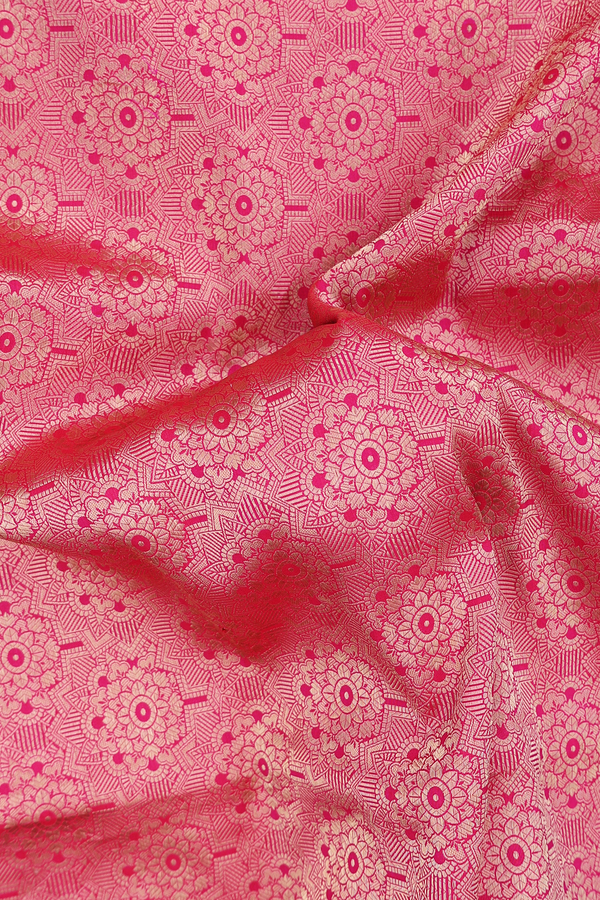 Banarasi Silk Saree In Magenta With Floral Design