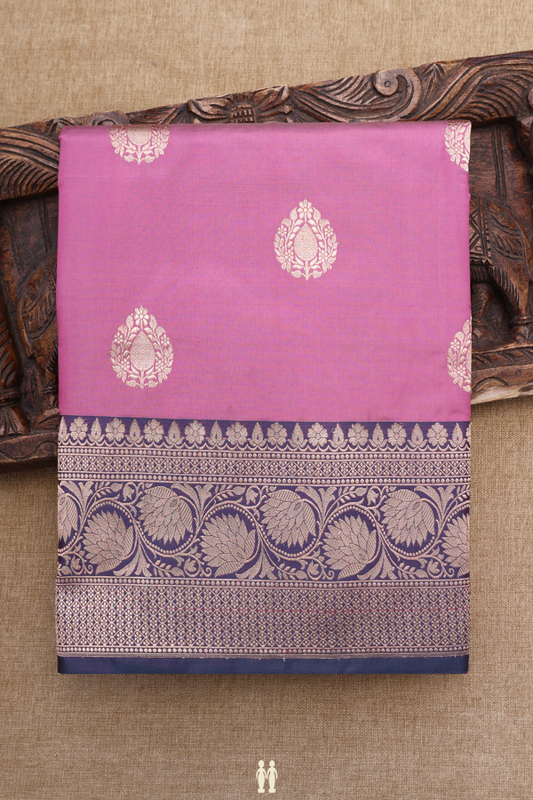 Banarasi Silk Saree In Mauve Pink With Thilagam Motifs