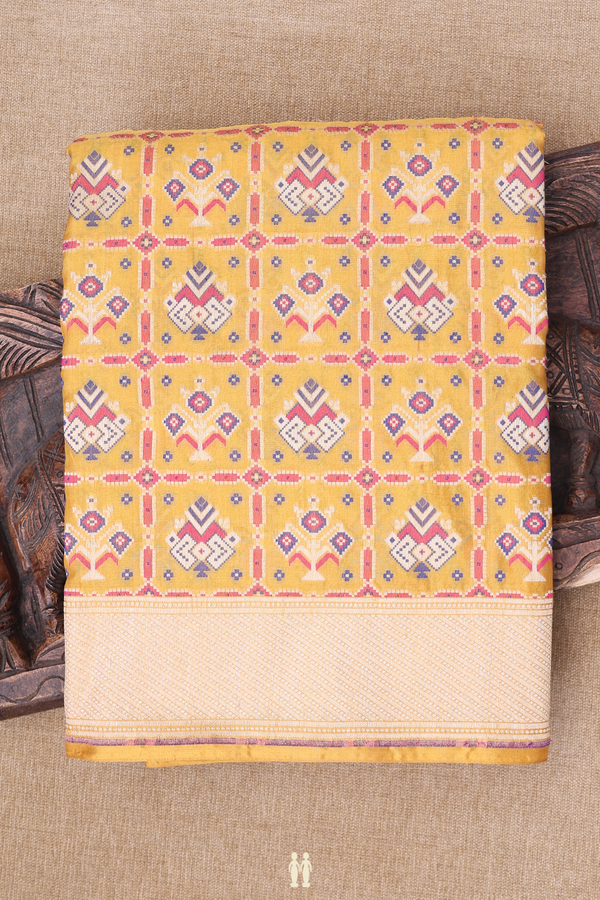Banarasi Silk Saree In Mustard Yellow With Allover Design