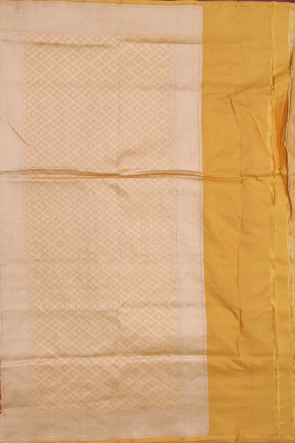 Banarasi Silk Saree In Mustard Yellow With Allover Design