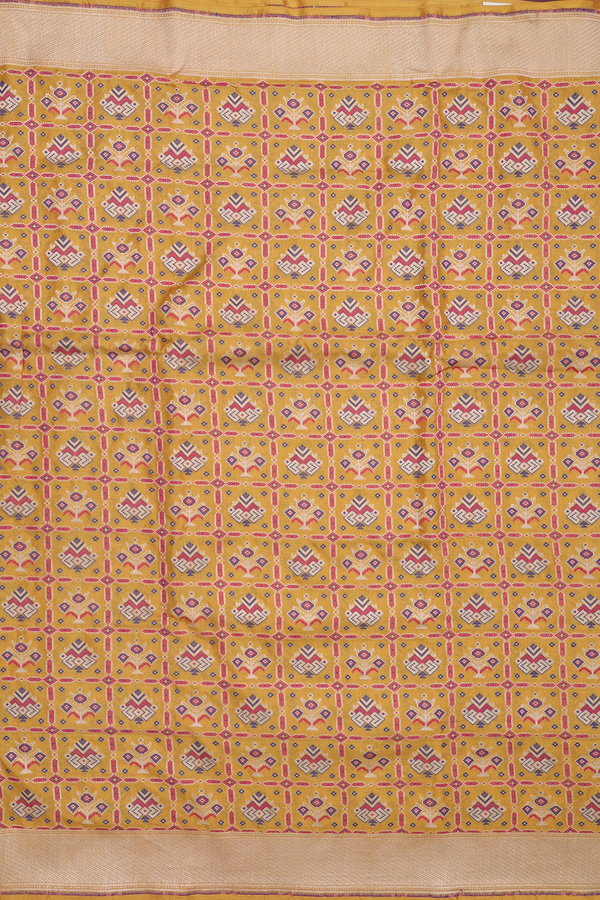 Banarasi Silk Saree In Mustard Yellow With Allover Design