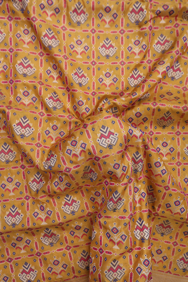 Banarasi Silk Saree In Mustard Yellow With Allover Design