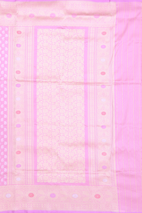 Banarasi Silk Saree In Orchid Pink With Paisley Buttas