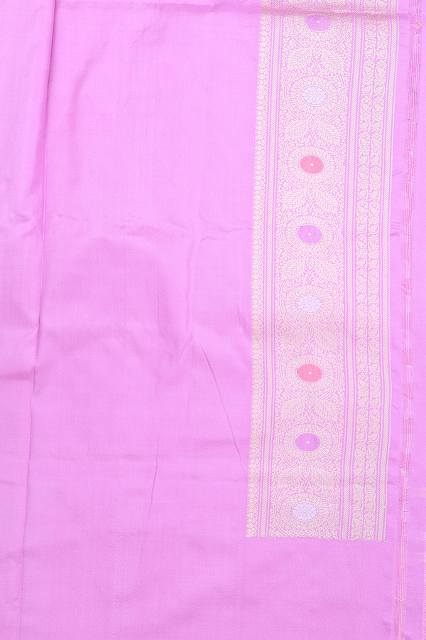 Banarasi Silk Saree In Orchid Pink With Paisley Buttas
