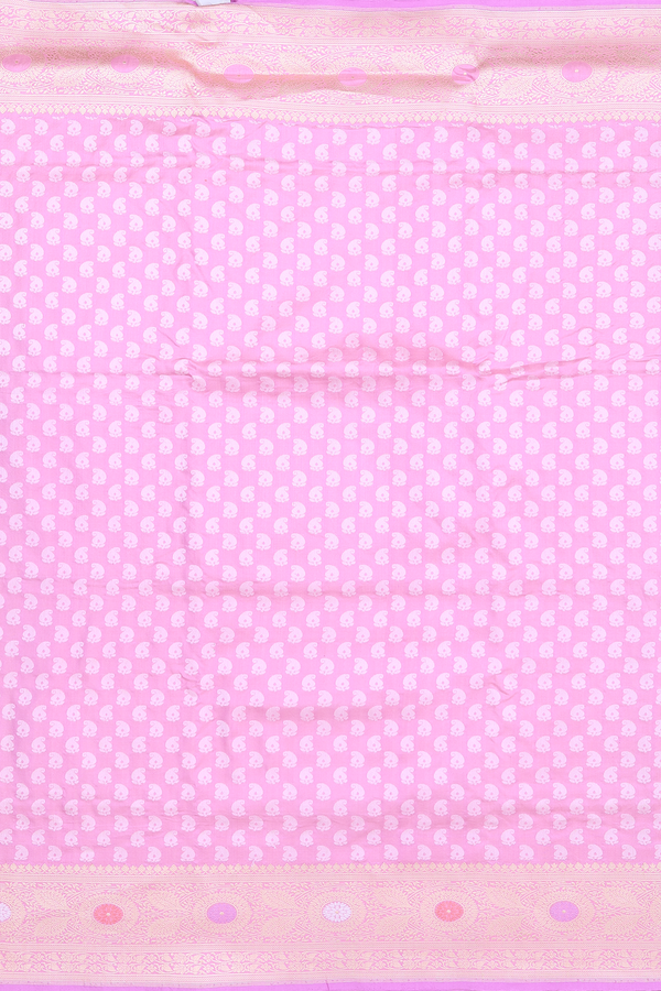 Banarasi Silk Saree In Orchid Pink With Paisley Buttas