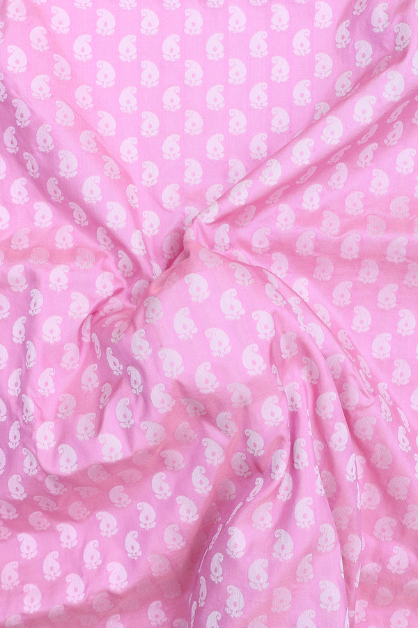 Banarasi Silk Saree In Orchid Pink With Paisley Buttas